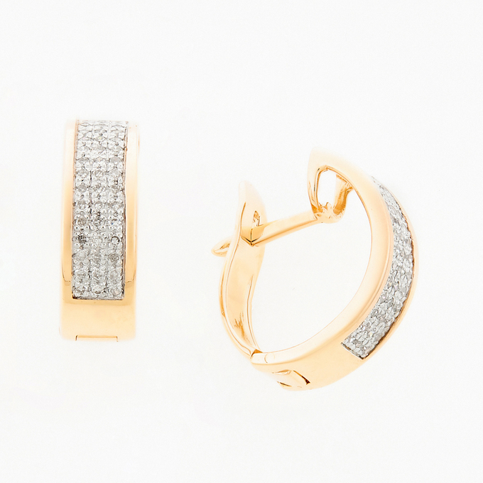 Серьги из красного золота 585 пробы c 90 бриллиантами