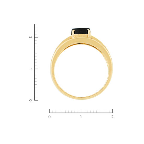 Кольцо из желтого золота 585 пробы c 62 бриллиантами и 1 ониксом, Л29113914 за 32550