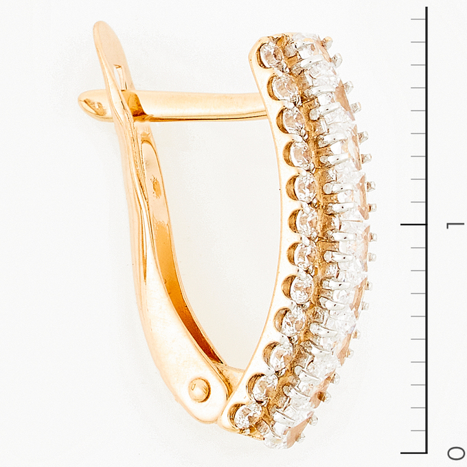 Серьги из красного золота 585 пробы c фианитами