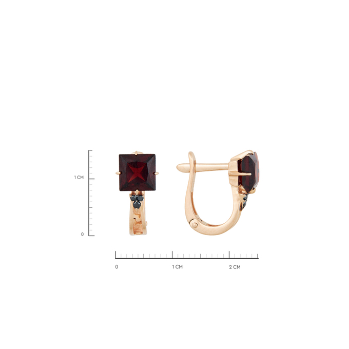 Серьги из золота 585 пробы c гранатами и бриллиантами, Л 1208 4374 за 26800