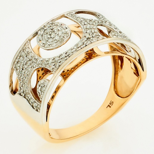 Кольцо из комбинированного золота 585 пробы c 98 бриллиантами Л45066747 фото 1
