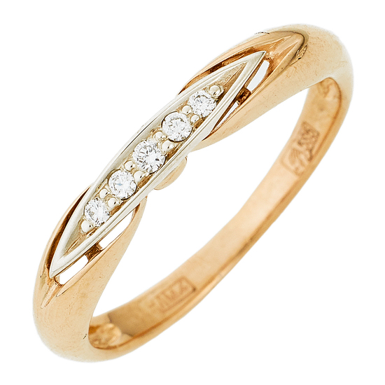Кольцо из комбинированного золота 585 пробы c 5 бриллиантами, Л05141791 за 16730