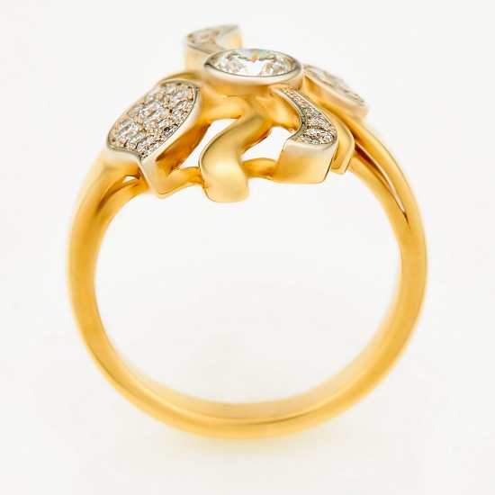 Кольцо из желтого золота 750 пробы c 32 бриллиантами, Л31104375 за 92600