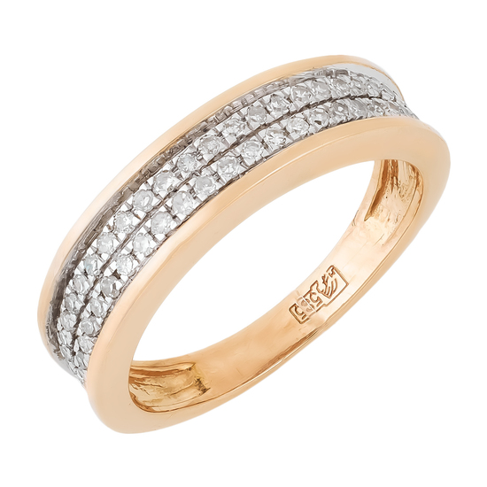 Кольцо из комбинированного золота 585 пробы c 50 бриллиантами, Л05142087 за 24 900 ₽
