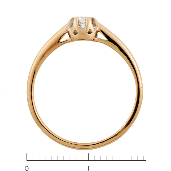 Кольцо из комбинированного золота 585 пробы c 1 бриллиантом, Л28086650 за 9300