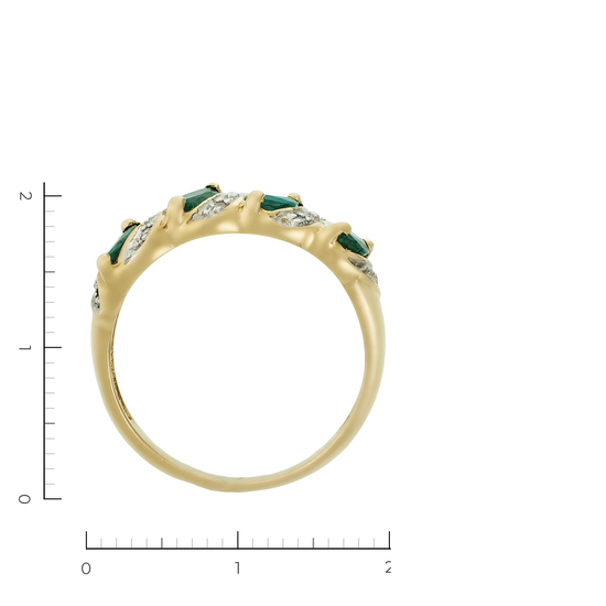 Кольцо из комбинированного золота 585 пробы c 8 бриллиантами и 4 изумрудами, Л09105383 за 14175