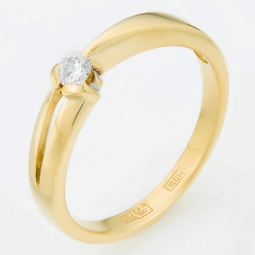 Кольцо из желтого золота 750 пробы c 1 бриллиантом Л18040937 фото 1