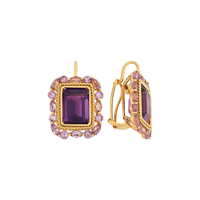 Серьги из золота 585 пробы с аметистами