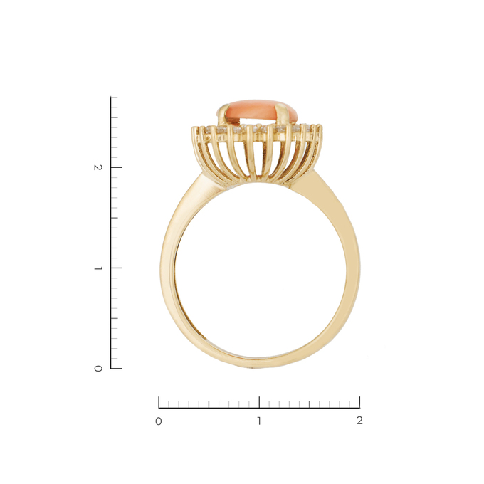 Кольцо из золота 585 пробы c 1 кораллом и 22 фианитами, Л 4608 6399 за 28800