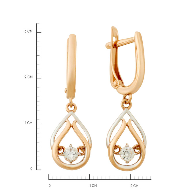 Серьги из золота 585 пробы с фианитами, Ц О007 3789 за 28000