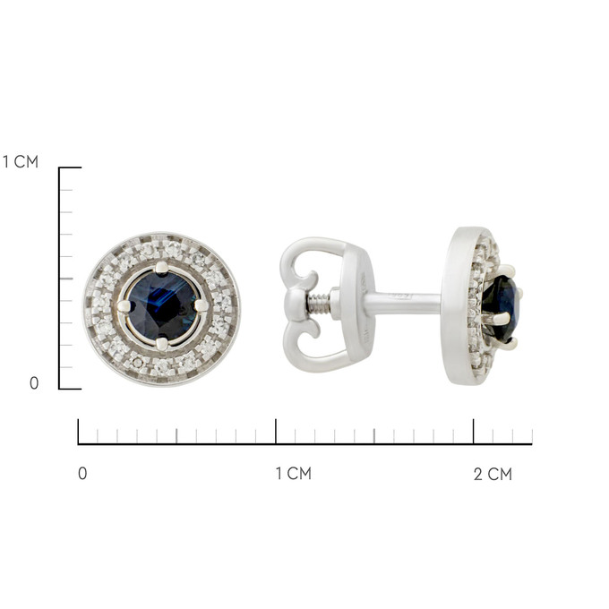Серьги из золота 585 пробы с сапфирами и бриллиантами, Ц О007 3770 за 27200