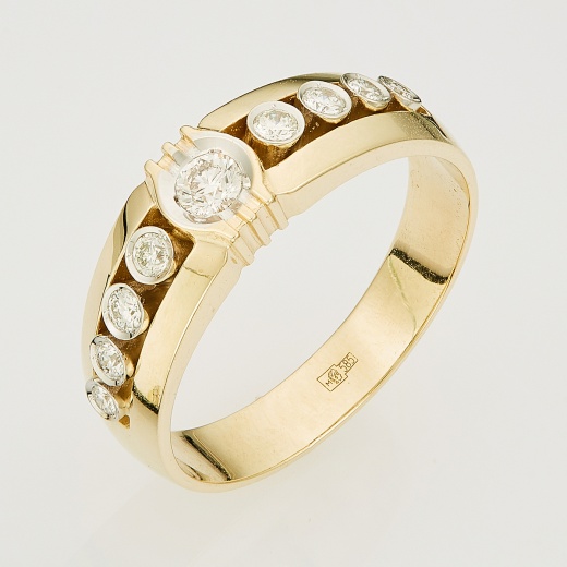 Кольцо из комбинированного золота 585 пробы c 9 бриллиантами Л30085997 фото 1