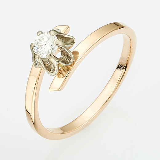 Кольцо из комбинированного золота 583 пробы c 1 бриллиантом Л33075147 фото 1