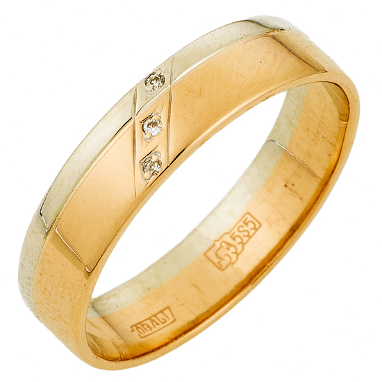 Кольцо из комбинированного золота 585 пробы c 3 бриллиантами, Л06158301 за 12900