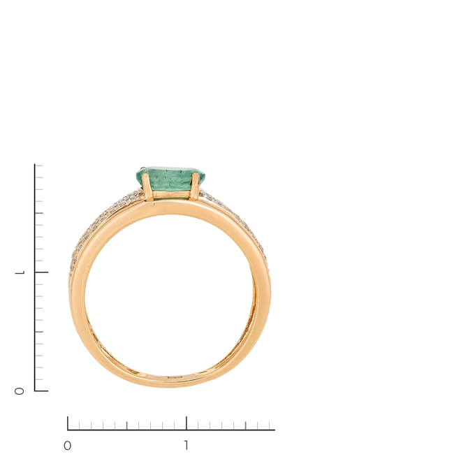 Кольцо из золота 585 пробы c 36 бриллиантами и 1 изумрудом, Л 7601 1893 за 22740