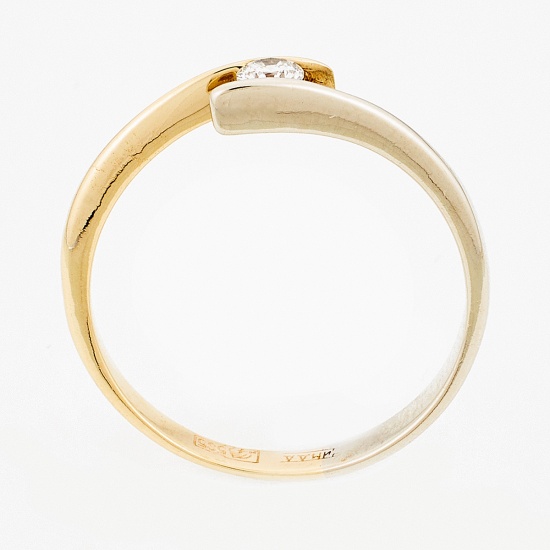 Кольцо из комбинированного золота 585 пробы c 1 бриллиантом, Л30130851 за 11100