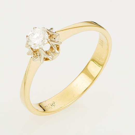 Кольцо из комбинированного золота 750 пробы c 1 бриллиантом Л33074251 фото 1