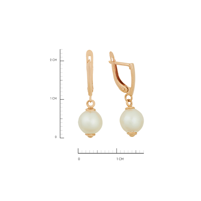 Серьги из золота 585 пробы c культ. жемчугом, Л 2910 4903 за 33040