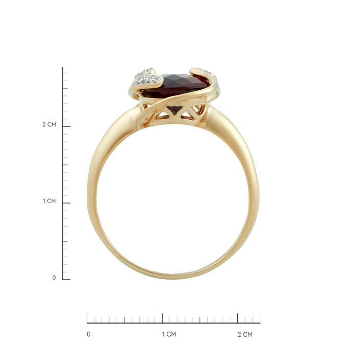 Кольцо из золота 585 пробы c гранатом и бриллиантами, Л 2811 4191 за 58940