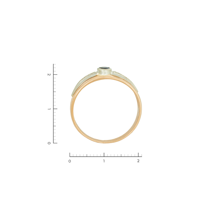 Кольцо из золота 585 пробы c 1 сапфиром и 6 бриллиантами
