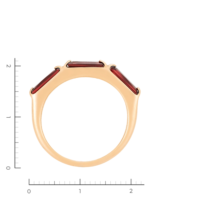 Кольцо из красного золота 585 пробы c 3 гранатами, Л 0616 1792 за 42720
