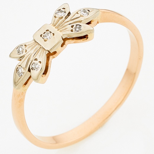 Кольцо из комбинированного золота 583 пробы c 7 бриллиантами Л35058318 фото 1