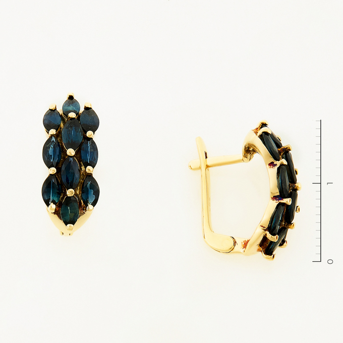 Серьги из желтого золота 585 пробы c 20 сапфирами