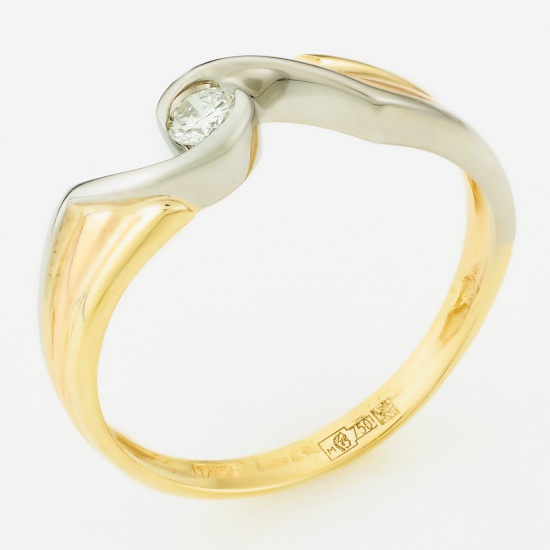 Кольцо из комбинированного золота 750 пробы c 1 бриллиантом, Л45064755 за 16950