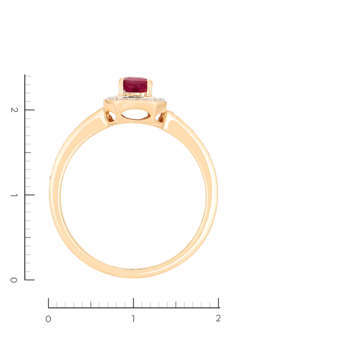 Кольцо из золота 585 пробы c 40 бриллиантами и 1 рубином, Л 0910 7755 за 29200