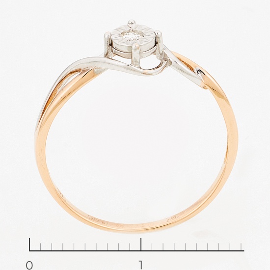 Кольцо из комбинированного золота 585 пробы c 1 бриллиантом, Л30130784 за 7500