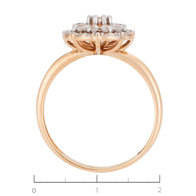 Кольцо из красного золота 585 пробы c 33 фианитами, Л 4106 4688 за 18160