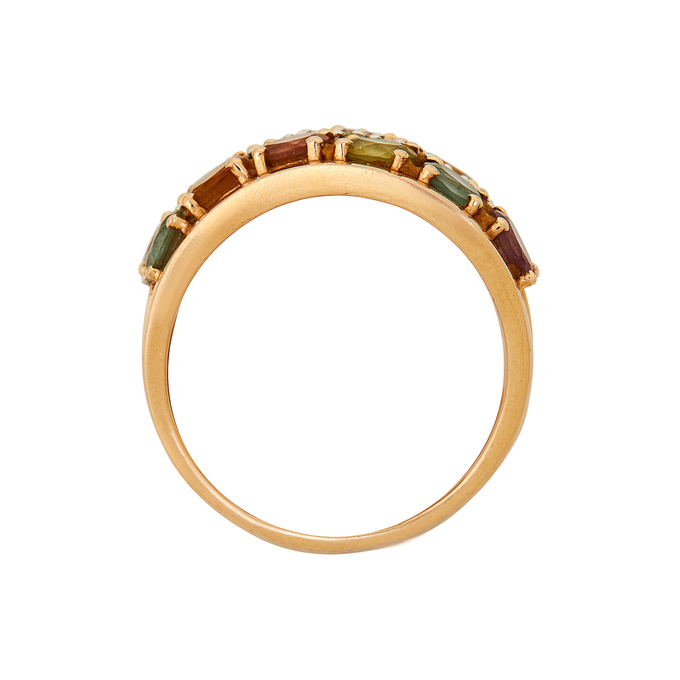 Кольцо из золота 585 пробы c топазами, аметистами, цитринами, хризолитами и бриллиантами