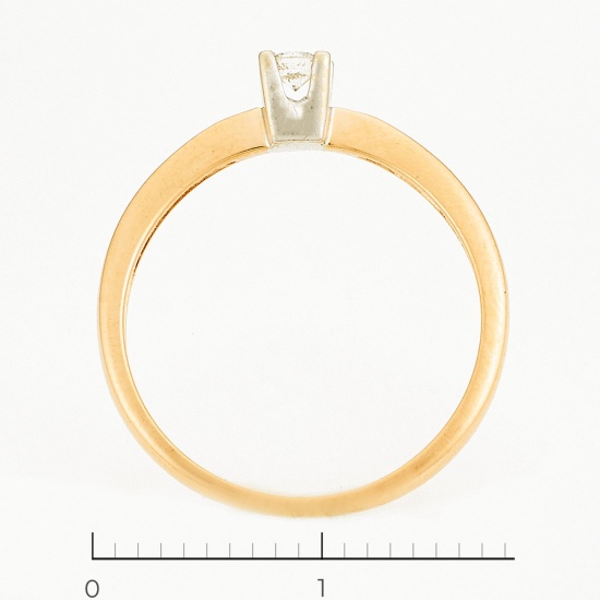 Кольцо из комбинированного золота 585 пробы c 1 бриллиантом, Л52068086 за 11100