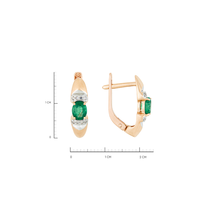 Серьги из золота 585 пробы c изумрудами и бриллиантами, Л 1615 4519 за 44400