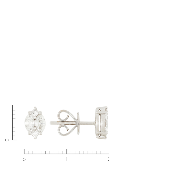 Серьги из золота 750 пробы c 8 бриллиантами