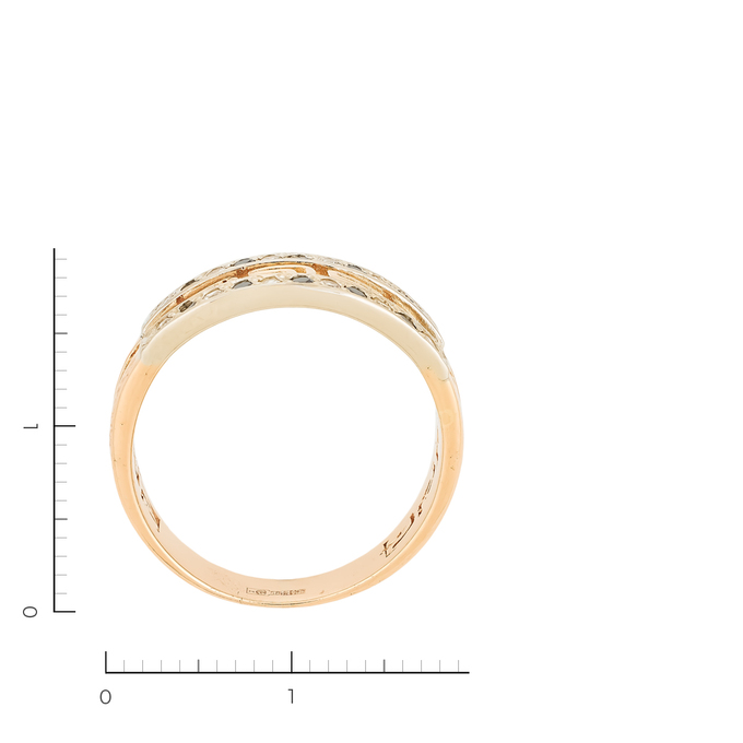 Кольцо из комбинированного золота 585 пробы c 22 бриллиантами, Л 3013 7414 за 50800