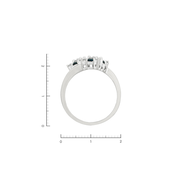 Кольцо из золота 750 пробы c 10 бриллиантами и 8 сапфирами