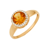 Кольцо из золота 585 пробы c цитрином и фианитами