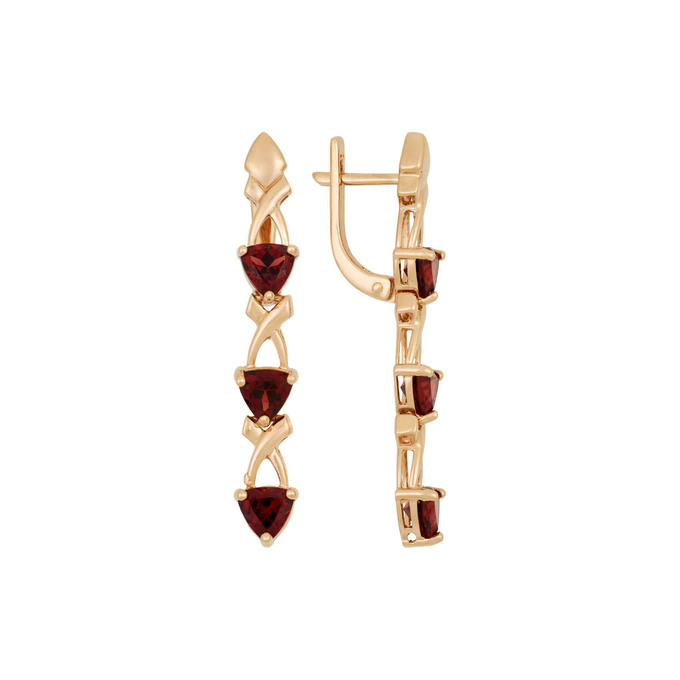 Серьги из золота 585 пробы с гранатами, Ц О007 4267 за 59200