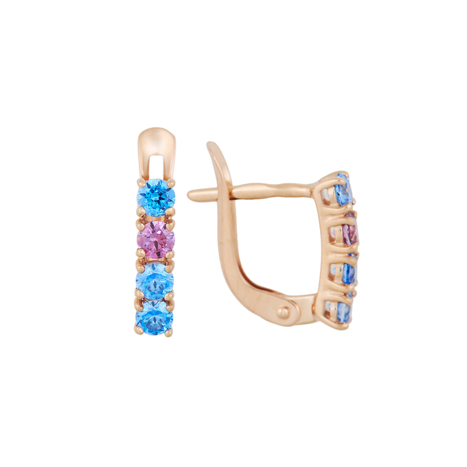 Серьги из золота 585 пробы c синт.камнями