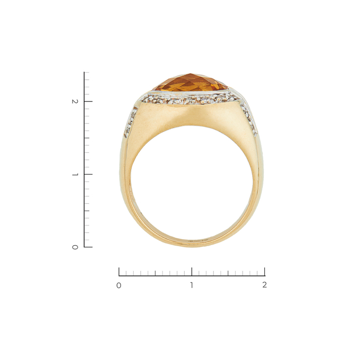 Кольцо из желтого золота 500 пробы c 28 бриллиантами и 1 цитрином, Л 2809 5341 за 72900