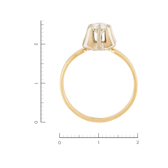 Кольцо из комбинированного золота 750 пробы c 1 бриллиантом, Л 0616 1170 за 130550