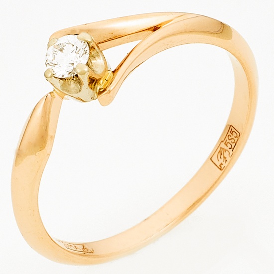 Кольцо из комбинированного золота 585 пробы c 1 бриллиантом, Л39048451 за 13750