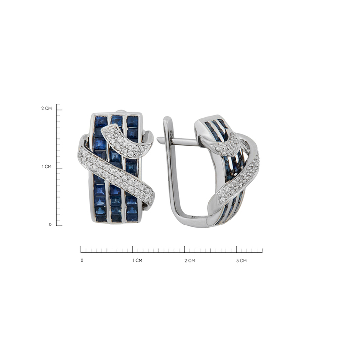 Серьги из золота 585 пробы c сапфирами и бриллиантами, К 0000 5216 за 97900