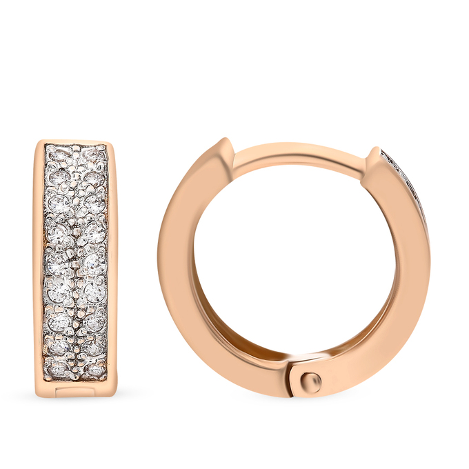 Серьги из красного золота 585 пробы c фианитами