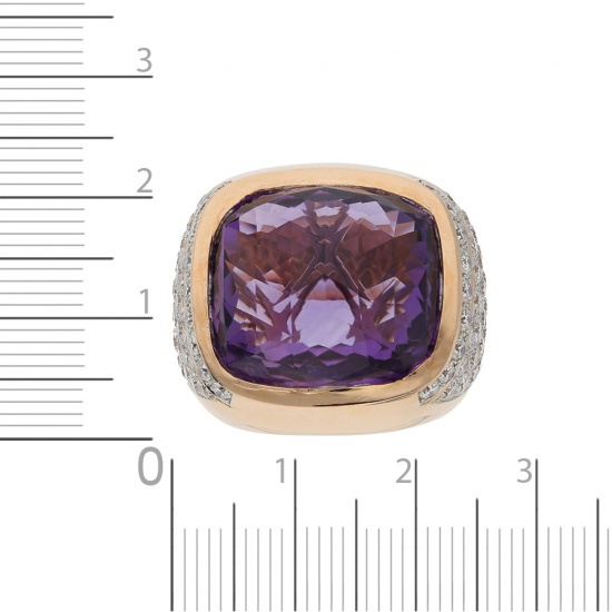Кольцо из красного золота 750 пробы c 84 бриллиантами и 1 аметистом, Л33064593 за 284600