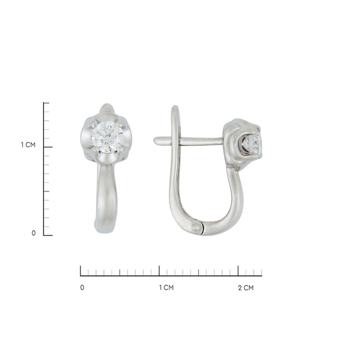 Серьги из золота 585 пробы c 2 бриллиантами, Л 7501 3569 за 57200
