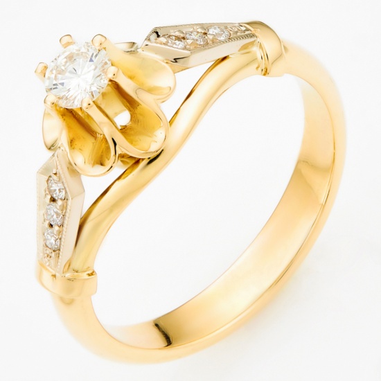 Кольцо из комбинированного золота 750 пробы c 7 бриллиантами, Л54029180 за 89000