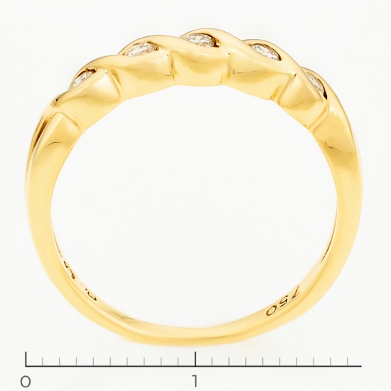 Кольцо из желтого золота 750 пробы c 5 бриллиантами, Л09101496 за 19740