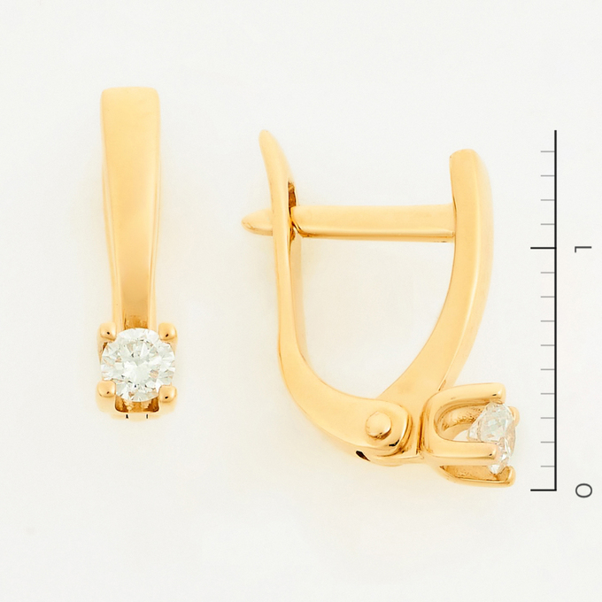 Серьги из красного золота 585 пробы c 2 бриллиантами